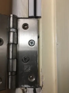 Firedoor hinge incorrectly installed